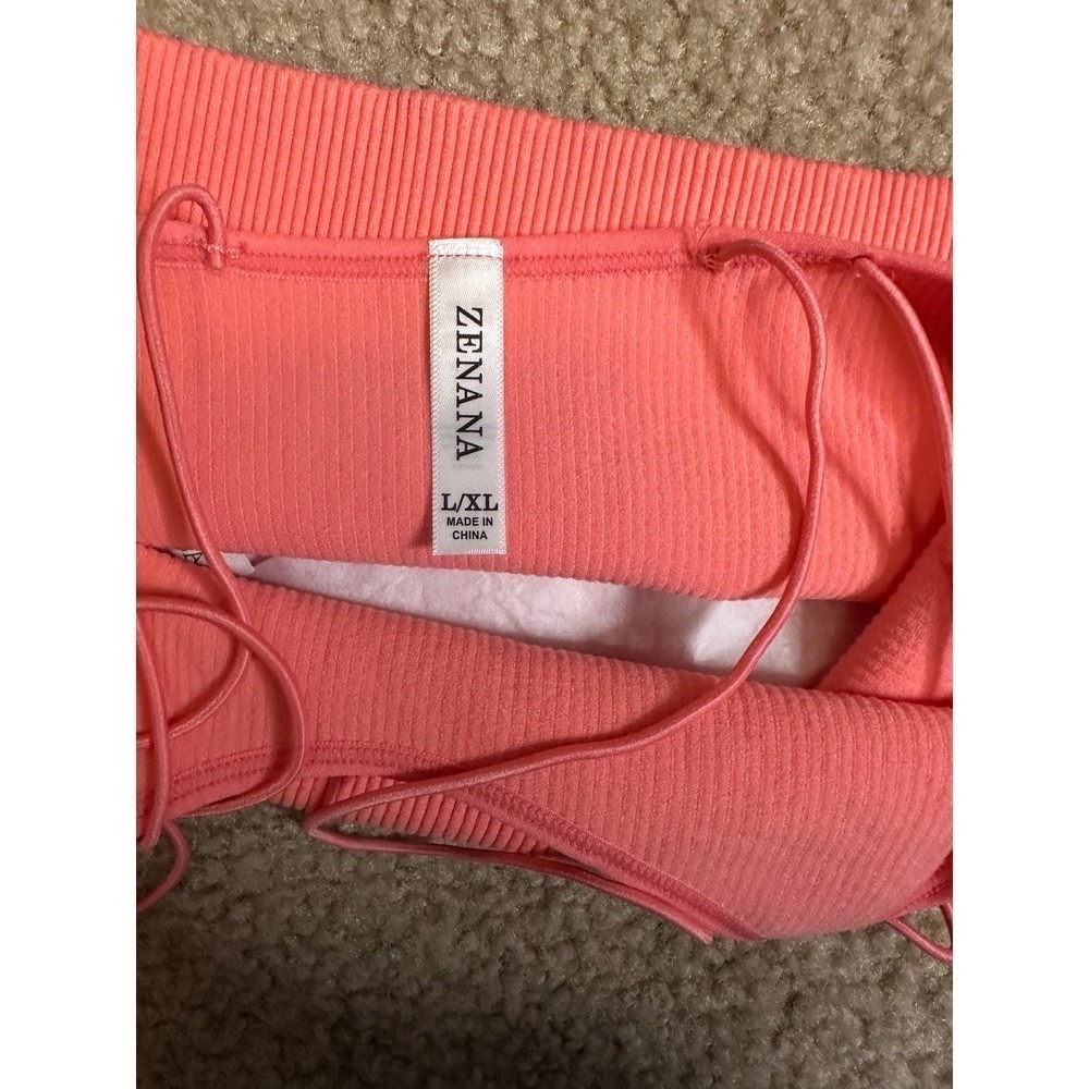 Zenana Phoebe‎ Double Strap Ribbed Brami Coral Pink NT-6023AB L/XL New - Picture 3 of 5